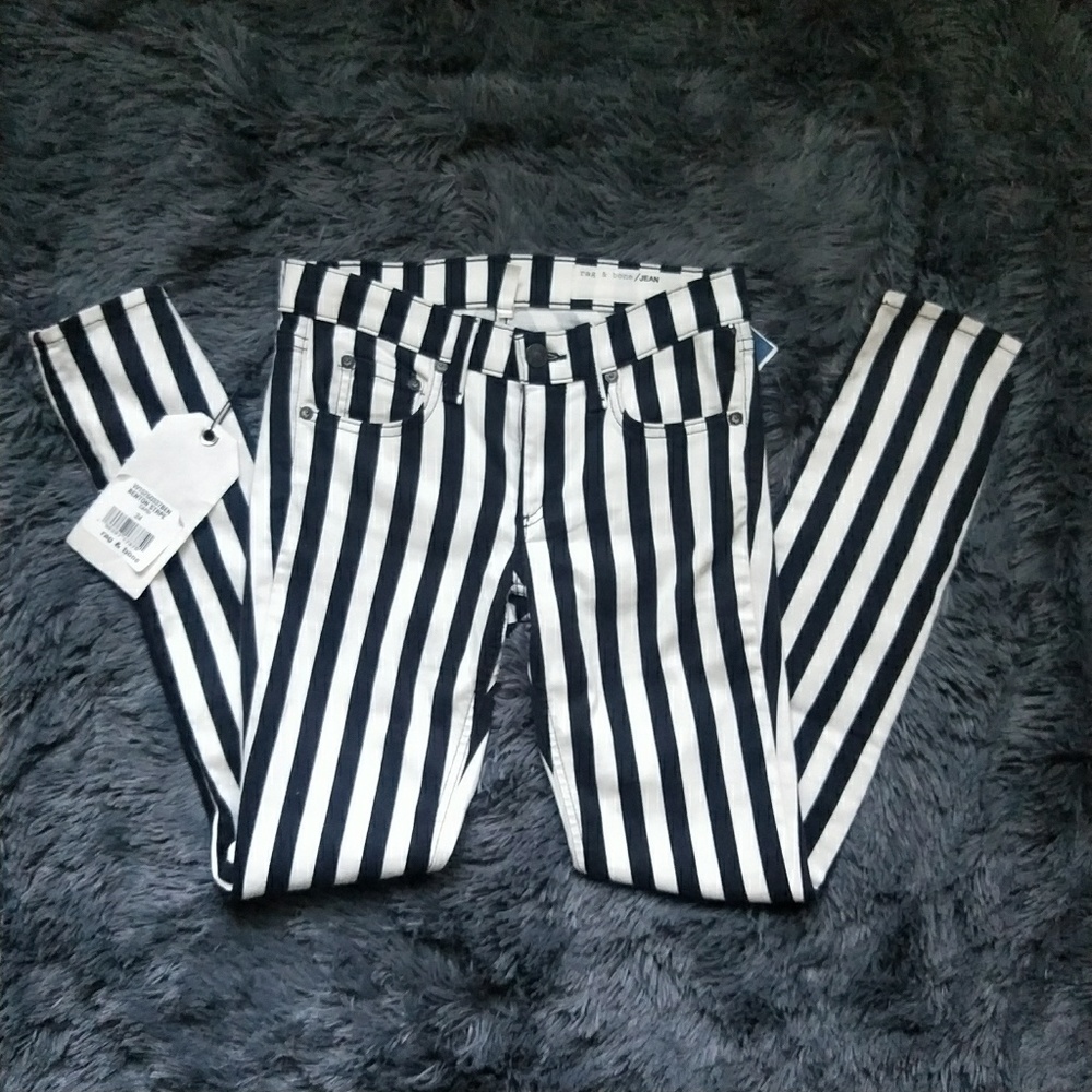 NWT Rag & Bone Benton Stripe Capri Skinny Jeans